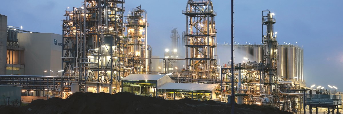 Petrochemical plant at dusk