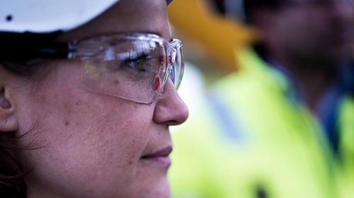 female engineer outside profile closeup